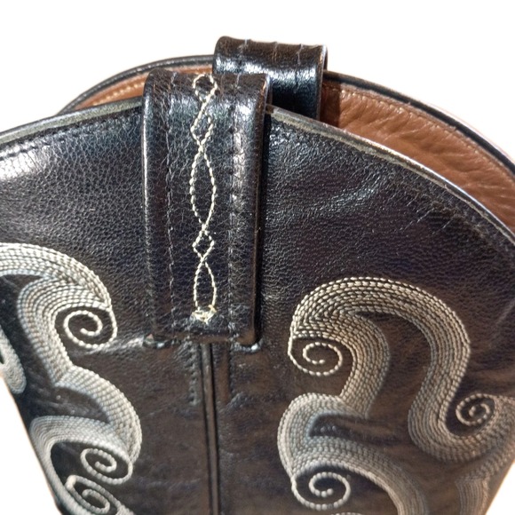 Tony Lama Ostrich Western Boots Mens 8.5D Round Toe Black Leather Classic Cowboy - Picture 12 of 16